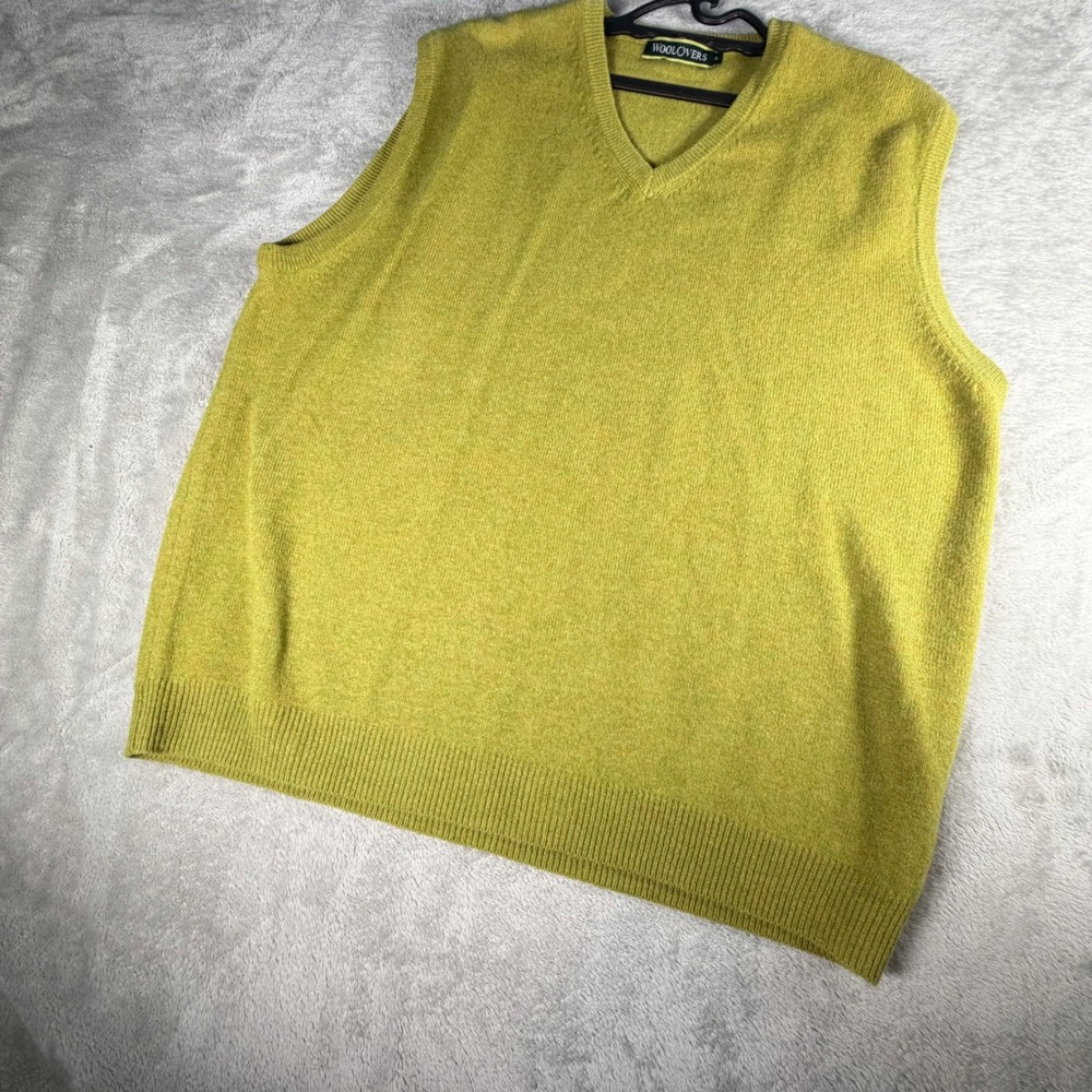 Woolovers Mens Green 100% Pure New Wool V-Neck Sweater Vest XL